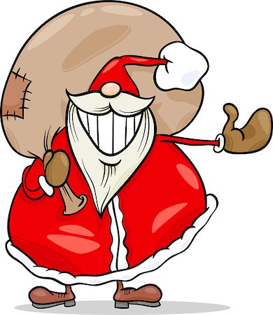 Cartoon Illustration of Funny Santa Claus Character with Sack Full of Christmas Presents and Gifts Stock Photo - Budget Royalty-Free & Subscription, Code: 400-07062023