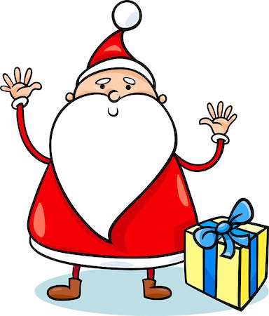 simsearch:400-07062650,k - Cartoon Illustration of Cute Santa Claus Christmas Character with Present or Gift Fotografie stock - Microstock e Abbonamento, Codice: 400-07062032