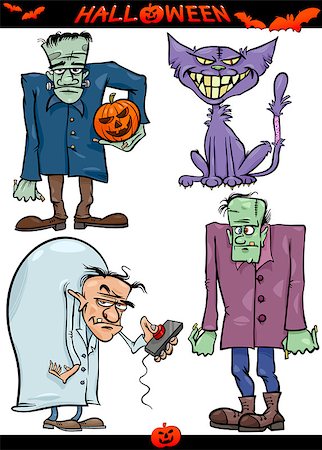 Cartoon Illustration of Halloween Holiday Themes like Evil Scientist or Zombie or Frankenstein Stock Photo - Budget Royalty-Free & Subscription, Code: 400-07062044