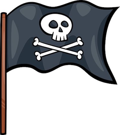 simsearch:400-07049294,k - Cartoon Illustration of Pirate Flag with Skull and Bonws or Jolly Roger Object Clip Art Stock Photo - Budget Royalty-Free & Subscription, Code: 400-07062045