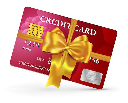 simsearch:400-07308715,k - Credit or debit card design with yellow ribbon and bow. Vector illustration Stock Photo - Budget Royalty-Free & Subscription, Code: 400-07062232