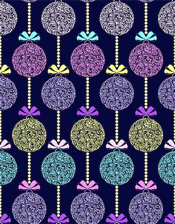 simsearch:400-07215586,k - Vector illustration of seamless pattern with colorful christmas balls Stock Photo - Budget Royalty-Free & Subscription, Code: 400-07062279