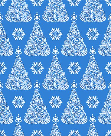simsearch:400-07215586,k - Vector illustration of seamless pattern with abstract christmas trees Stock Photo - Budget Royalty-Free & Subscription, Code: 400-07062284