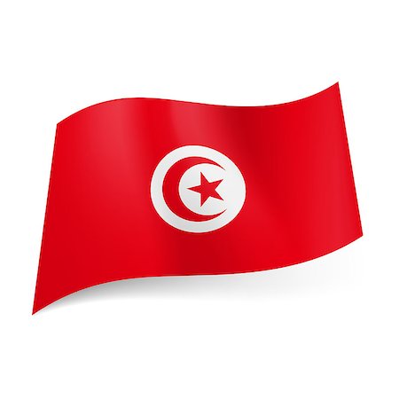 simsearch:622-03446406,k - National flag of Tunisia: crescent moon and star in white circle on red background. Photographie de stock - Aubaine LD & Abonnement, Code: 400-07062331