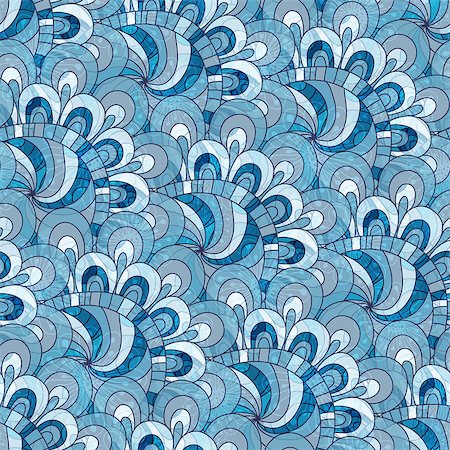 simsearch:400-07061067,k - Blue-gray fashion seamless vintage pattern with translucent blue flowers (vector EPS 10) Foto de stock - Super Valor sin royalties y Suscripción, Código: 400-07062435