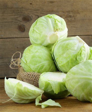 simsearch:400-06429494,k - ripe white cabbage on a wooden table Stock Photo - Budget Royalty-Free & Subscription, Code: 400-07062601