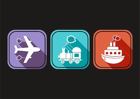 simsearch:400-04489755,k - Modern simple means of transport icons with flat design Stock Photo - Budget Royalty-Free & Subscription, Code: 400-07062627