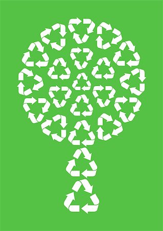 simsearch:400-08096452,k - white abstract tree made of recycle symbols on green background Stock Photo - Budget Royalty-Free & Subscription, Code: 400-07062693