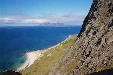 simsearch:400-07087598,k - Scenic coastal cliffs on island Vaeroy on Lofoten islands in Norway Stock Photo - Budget Royalty-Free & Subscription, Code: 400-07087206