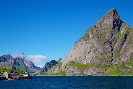 simsearch:400-07087598,k - Scenic panorama of Lofoten islands in Norway with sharp mountain peaks and fjords on sunny summer day Stock Photo - Budget Royalty-Free & Subscription, Code: 400-07087584