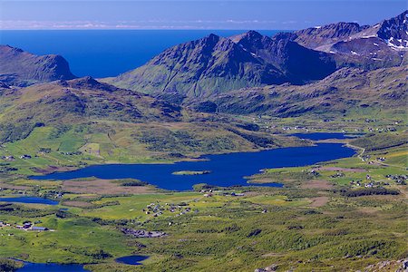 simsearch:400-07087598,k - Aerial scenic panorama of Lofoten islands in Norway during summer Stock Photo - Budget Royalty-Free & Subscription, Code: 400-07087592