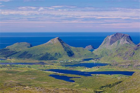 simsearch:400-07087598,k - Scenic panorama of green Lofoten islands in Norway during summer Stock Photo - Budget Royalty-Free & Subscription, Code: 400-07087600