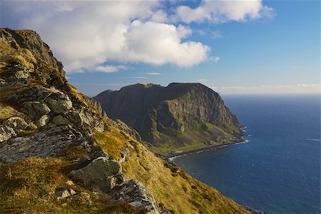 simsearch:400-07087598,k - Scenic coastal cliffs on island of Vaeroy, Lofoten islands in Norway Stock Photo - Budget Royalty-Free & Subscription, Code: 400-07087785