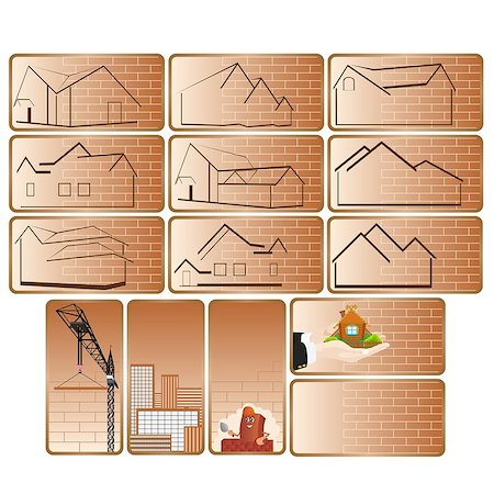 simsearch:400-07087277,k - A business card with a picture of houses and the construction process. The illustration on a white background. Photographie de stock - Aubaine LD & Abonnement, Code: 400-07087843