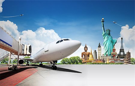 Travel the world background concept by airplane Stock Photo - Budget Royalty-Free & Subscription, Code: 400-07087882