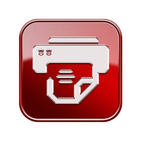 fax - Printer icon glossy red, isolated on white background Fotografie stock - Microstock e Abbonamento, Codice: 400-07087941