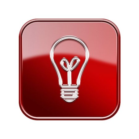 simsearch:400-04349341,k - lightbulb icon glossy red, isolated on white background Photographie de stock - Aubaine LD & Abonnement, Code: 400-07087962