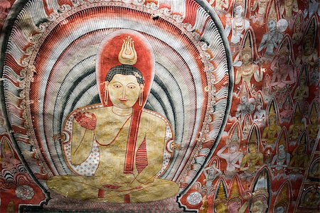 dambulla - Valuable tempera paintings with Buddha image on the cave ceiling dating from the 18th century in Dambulla Cave Temple, Sri Lanka Photographie de stock - Aubaine LD & Abonnement, Code: 400-07088198