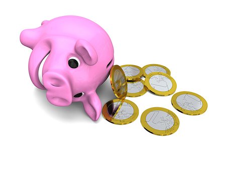 simsearch:400-07260336,k - Euro coins falling from ceramic piggy bank, concept of savings and investments, isolated on white background Foto de stock - Super Valor sin royalties y Suscripción, Código: 400-07088405