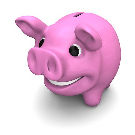 simsearch:400-07088405,k - Happy pink piggy bank, concept of savings and investments, isolated on white background Foto de stock - Super Valor sin royalties y Suscripción, Código: 400-07088423
