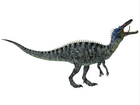simsearch:400-04236748,k - Suchomimus was a large Spinosaurid dinosaur with a crocodilian-like set of jaws. It lived in the Cretaceous Period in Africa, when the Sahara was a lush swampy habitat. Foto de stock - Super Valor sin royalties y Suscripción, Código: 400-07088802