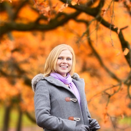simsearch:400-07042487,k - beautiful smiling blond girl in autumn park Stock Photo - Budget Royalty-Free & Subscription, Code: 400-07088926