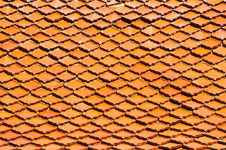 Tile roof of the temple in Thailand. The  Install is arranged nicely. Stock Photo - Budget Royalty-Free & Subscription, Code: 400-07089037