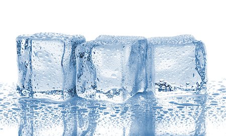 fresh glass of ice water - Three melted ice cubes isolated on white background Stock Photo - Budget Royalty-Free & Subscription, Code: 400-07089084