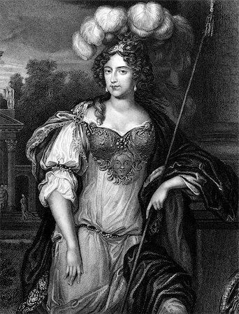 simsearch:400-07089099,k - Frances Stewart, Duchess of Richmond (1647-1702) on engraving from 1830. Prominent member of the Court of the Restoration. Engraved by H.T.Ryall and published in ''Portraits of Illustrious Personages of Great Britain'',UK,1830. Photographie de stock - Aubaine LD & Abonnement, Code: 400-07089118