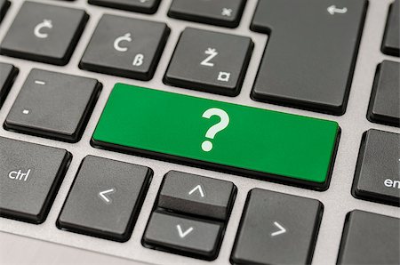 Green question mark key on computer keyboard. Stockbilder - Microstock & Abonnement, Bildnummer: 400-07089308