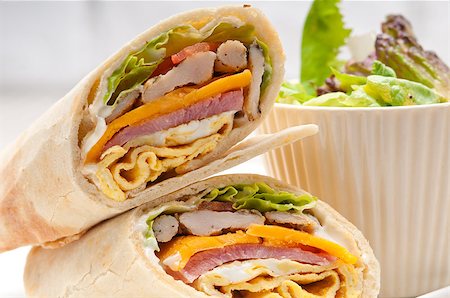 simsearch:400-04798472,k - fresh and healthy club sandwich pita bread roll Stock Photo - Budget Royalty-Free & Subscription, Code: 400-07089608