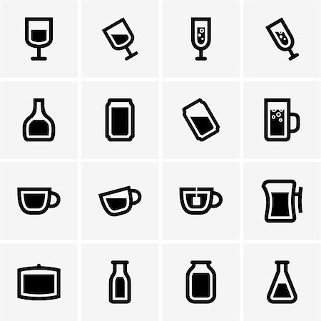 simsearch:400-07035485,k - Set of drink icons Foto de stock - Super Valor sin royalties y Suscripción, Código: 400-07094577