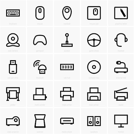 Set of Computer peripheral icons Stock Photo - Budget Royalty-Free & Subscription, Code: 400-07094608