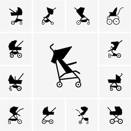 Set of Baby Carriage icons Stock Photo - Budget Royalty-Free & Subscription, Code: 400-07094601