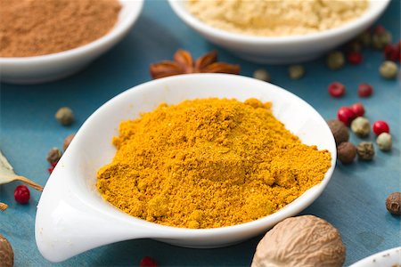 simsearch:400-04047920,k - colorful spices of cucurma on blue table Stock Photo - Budget Royalty-Free & Subscription, Code: 400-07094807