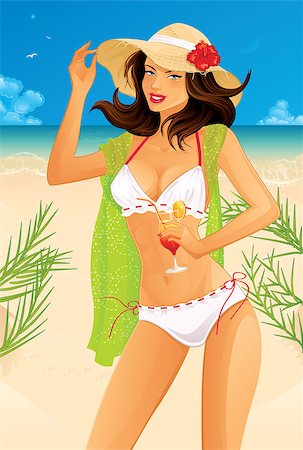 pictures of women drinking juice on a beach - Sexy woman relaxing on beach Stock Photo - Budget Royalty-Free & Subscription, Code: 400-07095016