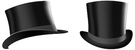 realistic vector image of a black topper and three-quarter profile Photographie de stock - Aubaine LD & Abonnement, Code: 400-07095233