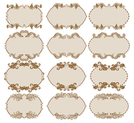 simsearch:400-06554325,k - Vector set of decorative ornate frame with floral elements for invitations. Page decoration. Fotografie stock - Microstock e Abbonamento, Codice: 400-07095784