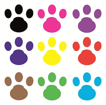 cat footprint in a variety of colors Photographie de stock - Aubaine LD & Abonnement, Code: 400-07095781