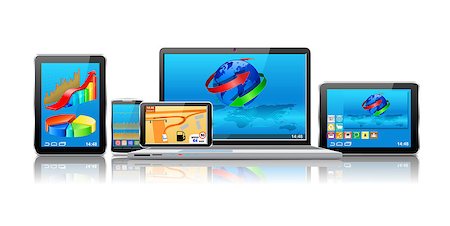 simsearch:400-04354797,k - Laptop, tablet pc, mobile phone and navigator are shown in the image. Photographie de stock - Aubaine LD & Abonnement, Code: 400-07095903