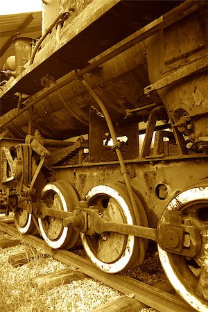 simsearch:400-04489755,k - Closeup of antique rusty broken steam locomotive standing on rails Stock Photo - Budget Royalty-Free & Subscription, Code: 400-07095989