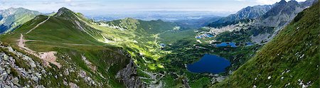 Tatra Mountain summer panorama, Poland, view to Valley Gasienicowa  and group of glacial lakes. Stock Photo - Budget Royalty-Free & Subscription, Code: 400-07096023