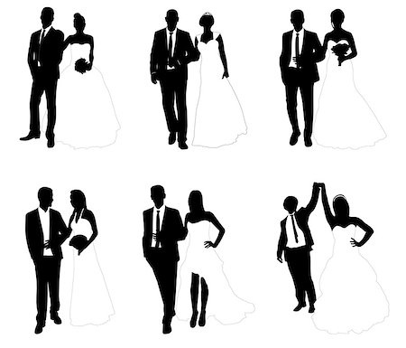 wedding couples - vector illustration Stock Photo - Budget Royalty-Free & Subscription, Code: 400-07096073