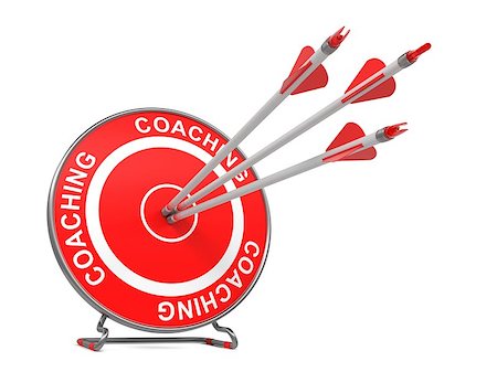 simsearch:400-08998421,k - Coaching - Business Background. Three Arrows Hitting the Center of a Red Target, where is Written "Coaching". 3D Render. Stockbilder - Microstock & Abonnement, Bildnummer: 400-07096432
