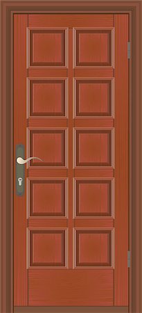 front door closed inside - closed wooden door brown color with a geometric pattern isolated on white Stock Photo - Budget Royalty-Free & Subscription, Code: 400-07096460