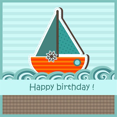parties boats - Children birthday card Stock Photo - Budget Royalty-Free & Subscription, Code: 400-07096555