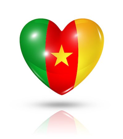 simsearch:400-07105024,k - Love Cameroon symbol. 3D heart flag icon isolated on white with clipping path Foto de stock - Super Valor sin royalties y Suscripción, Código: 400-07096569
