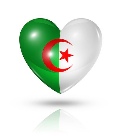 simsearch:400-07105024,k - Love Algeria symbol. 3D heart flag icon isolated on white with clipping path Foto de stock - Super Valor sin royalties y Suscripción, Código: 400-07096562
