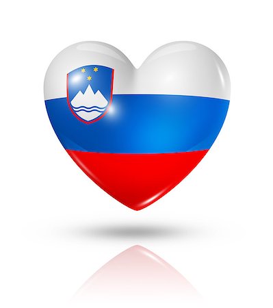 simsearch:400-07105024,k - Love Slovenia symbol. 3D heart flag icon isolated on white with clipping path Foto de stock - Super Valor sin royalties y Suscripción, Código: 400-07096595