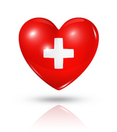 simsearch:400-07105024,k - Love Switzerland symbol. 3D heart flag icon isolated on white with clipping path Foto de stock - Super Valor sin royalties y Suscripción, Código: 400-07096599